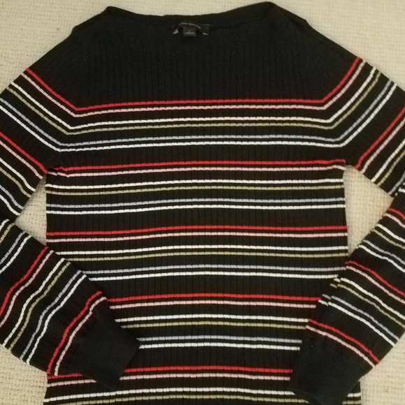 Ann Taylor Black Striped Ribbed Sweater - Large L - NWOT - Picture 3 of 10